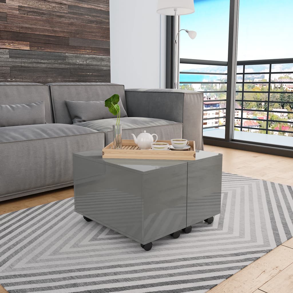 vidaXL Mesa de centro 60x60x35 cm contraplacado branco brilhante