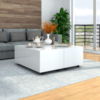 vidaXL Mesa de centro 60x60x35 cm contraplacado branco brilhante