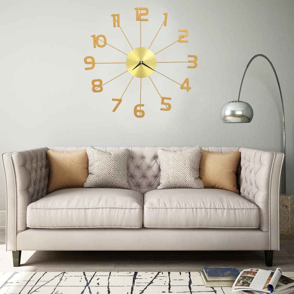 vidaXL Relógio de parede metal 70 cm dourado