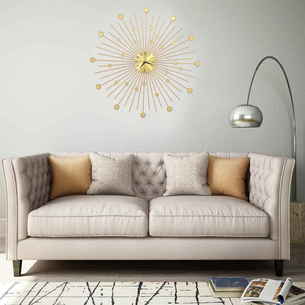 vidaXL Relógio de parede metal 70 cm dourado