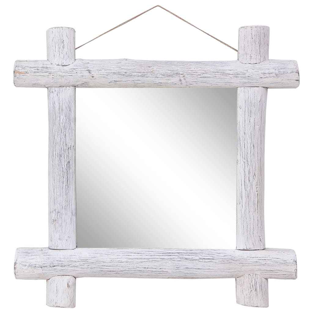vidaXL Espelho de troncos 50x50 cm madeira de teca reciclada natural