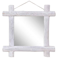vidaXL Espelho de troncos 50x50 cm madeira de teca reciclada natural