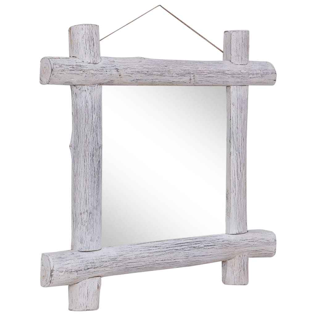 vidaXL Espelho de troncos 50x50 cm madeira de teca reciclada natural