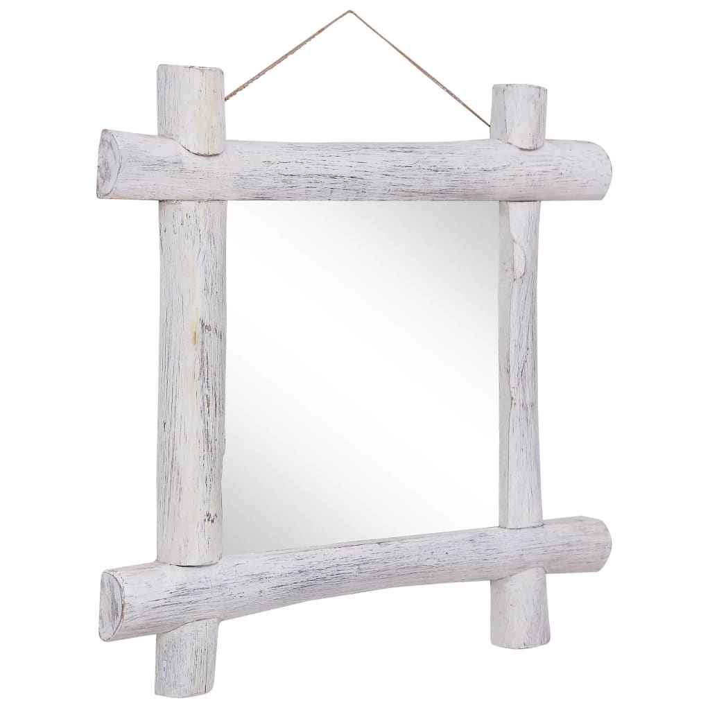vidaXL Espelho de troncos 50x50 cm madeira de teca reciclada natural