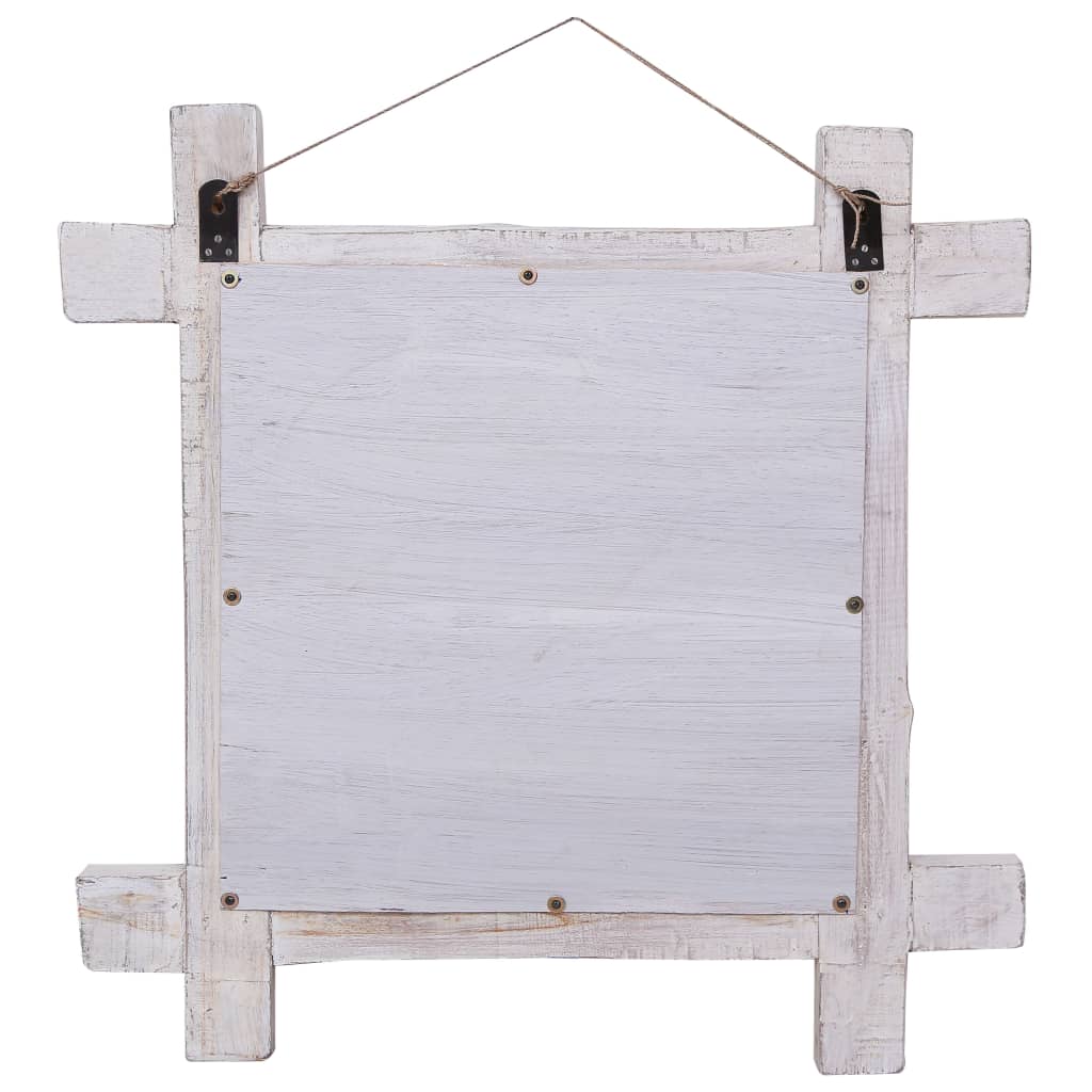 vidaXL Espelho de troncos 50x50 cm madeira de teca reciclada natural
