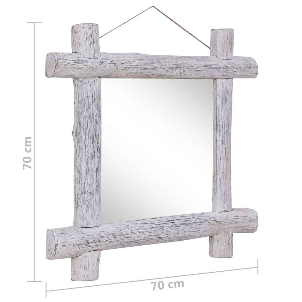 vidaXL Espelho de troncos 50x50 cm madeira de teca reciclada natural