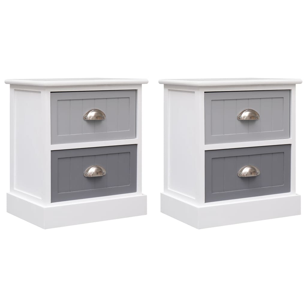 vidaXL Mesas de cabeceira 38x28x45 cm 2 pcs paulownia branco e natural