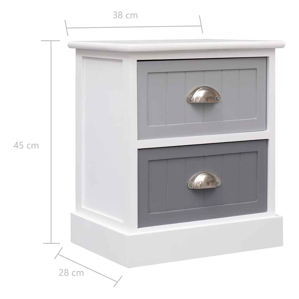 vidaXL Mesas de cabeceira 38x28x45 cm 2 pcs paulownia branco e natural