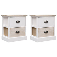 vidaXL Mesas de cabeceira 38x28x45 cm 2 pcs paulownia branco e natural