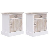 vidaXL Mesas de cabeceira 38x28x45 cm 2 pcs paulownia branco e natural