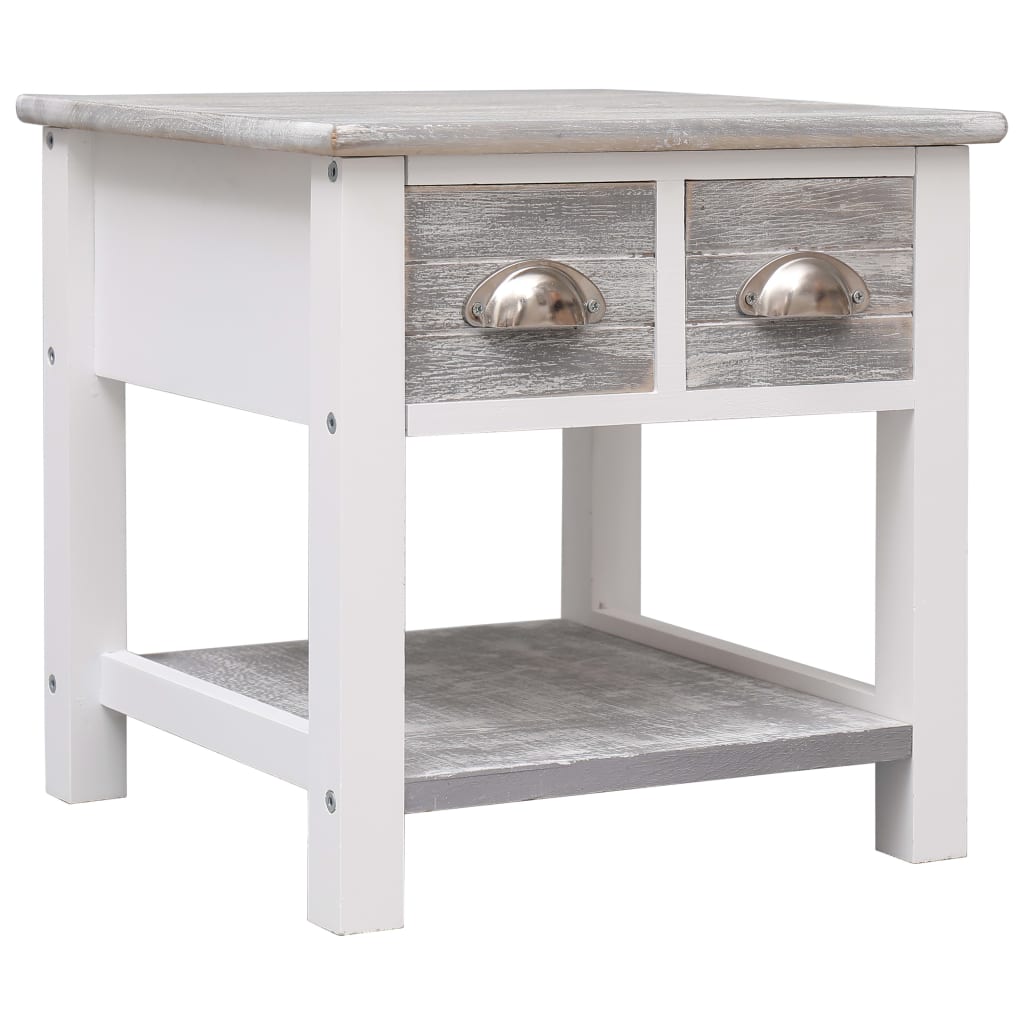 vidaXL Mesa de apoio 40x40x40 cm madeira de paulownia cinzento