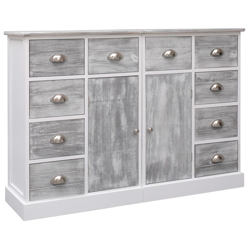 vidaXL Aparador com 10 gavetas 113x30x79 cm madeira cinzento
