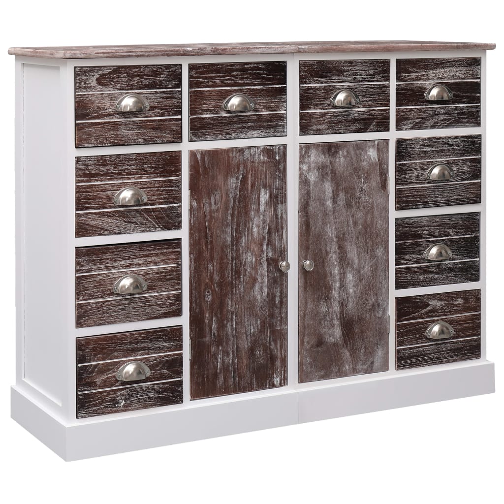 vidaXL Aparador com 10 gavetas 113x30x79 cm madeira cinzento