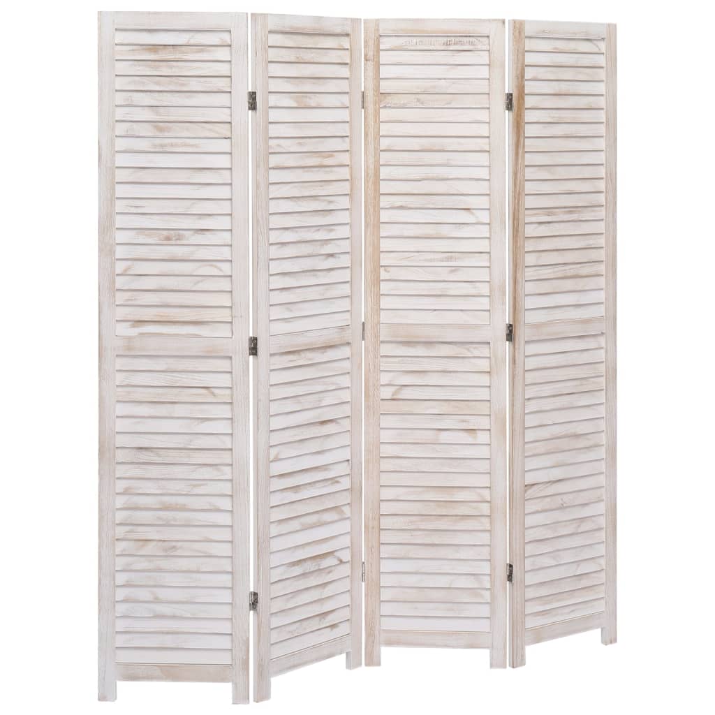 vidaXL Biombo com 4 painéis 140x165 cm madeira branco