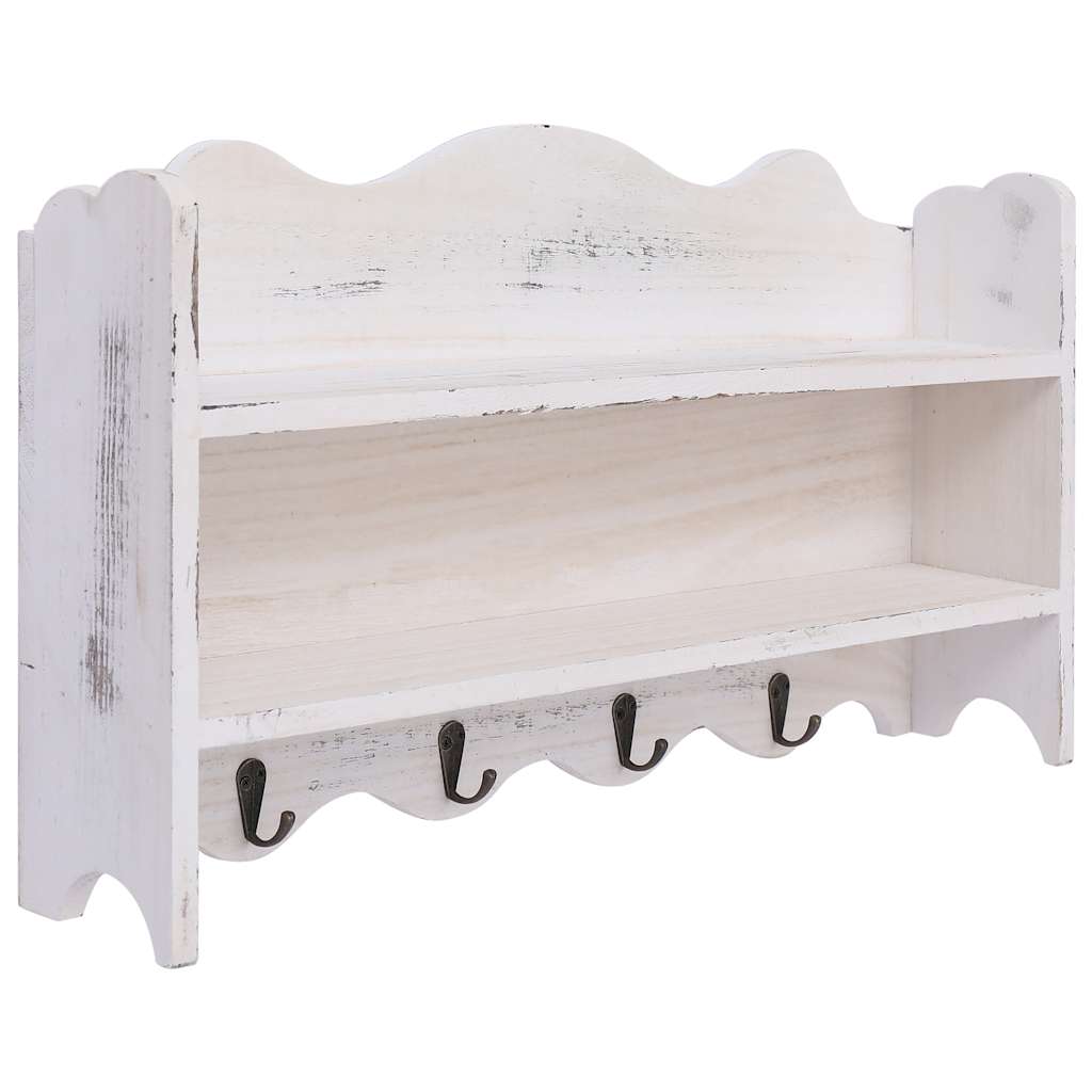 vidaXL Cabide de parede 50x10x23 cm madeira branco