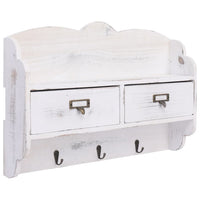 vidaXL Cabide de parede 50x10x23 cm madeira branco