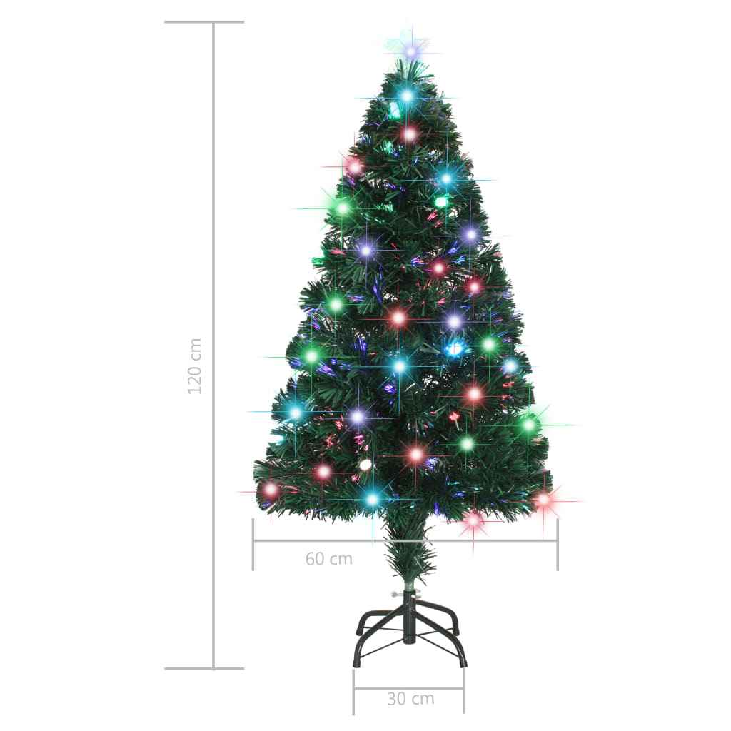 vidaXL Árvore de Natal pré-iluminada c/ suporte e LED 120 cm fibra ótica