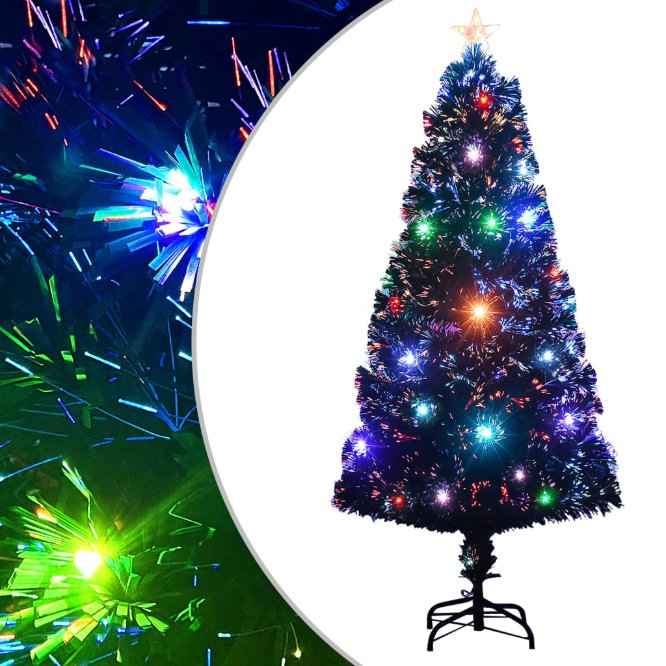 vidaXL Árvore de Natal pré-iluminada c/ suporte e LED 120 cm fibra ótica
