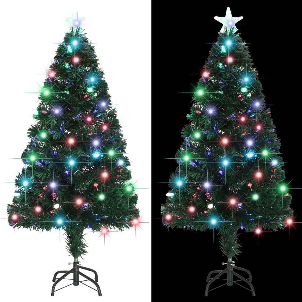 vidaXL Árvore de Natal pré-iluminada c/ suporte e LED 120 cm fibra ótica