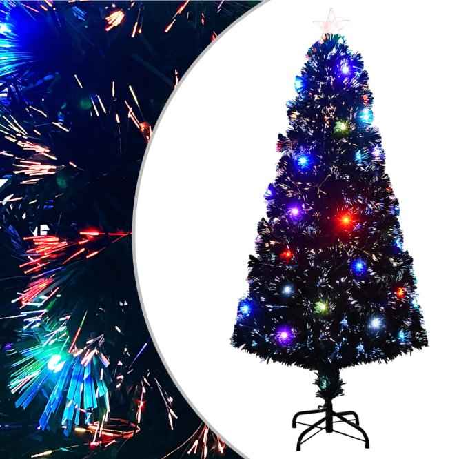vidaXL Árvore de Natal pré-iluminada c/ suporte e LED 120 cm fibra ótica