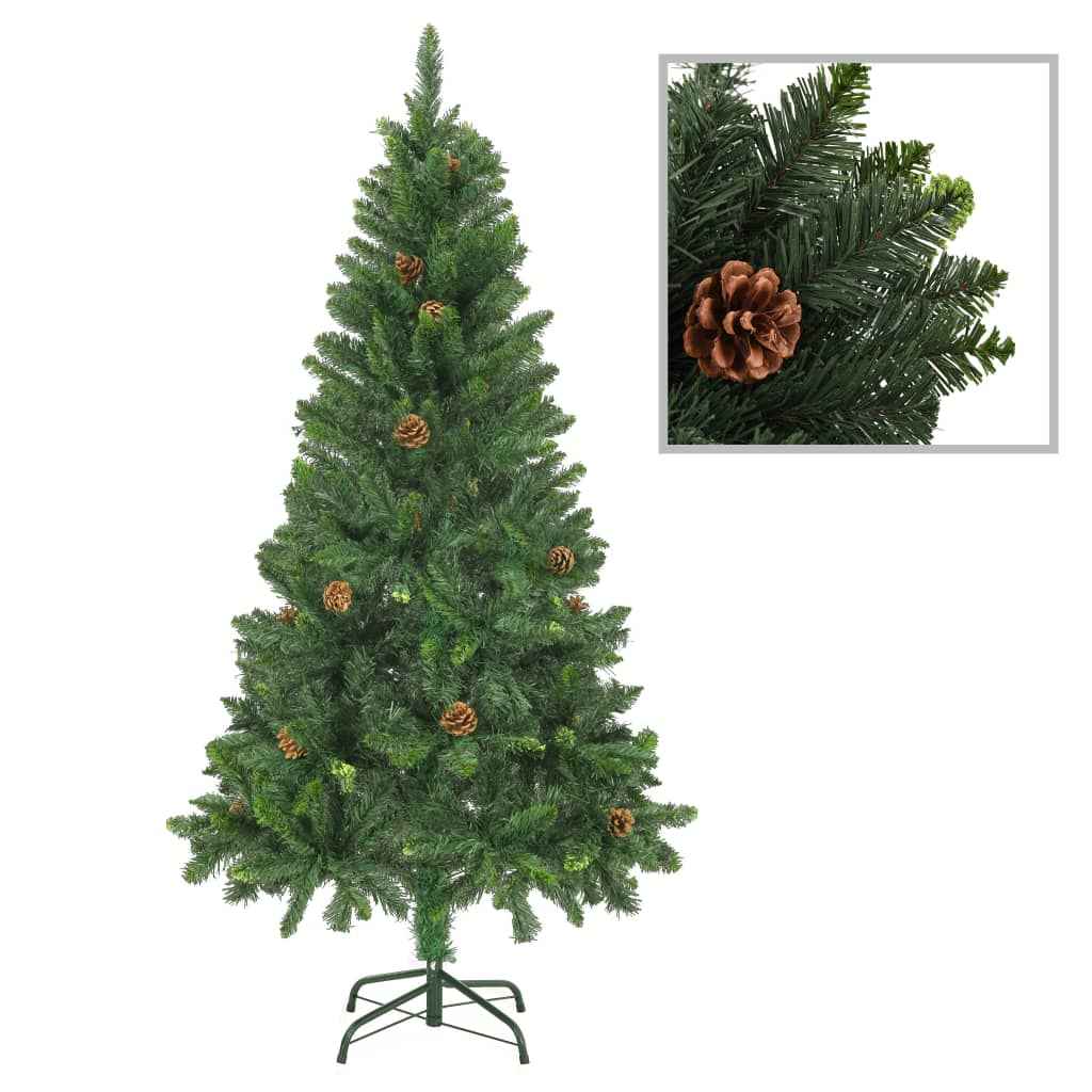 vidaXL Árvore de Natal artificial com pinhas 180 cm verde
