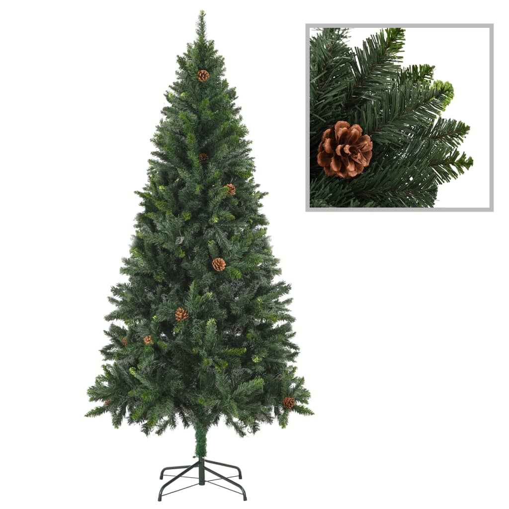 vidaXL Árvore de Natal artificial com pinhas 180 cm verde