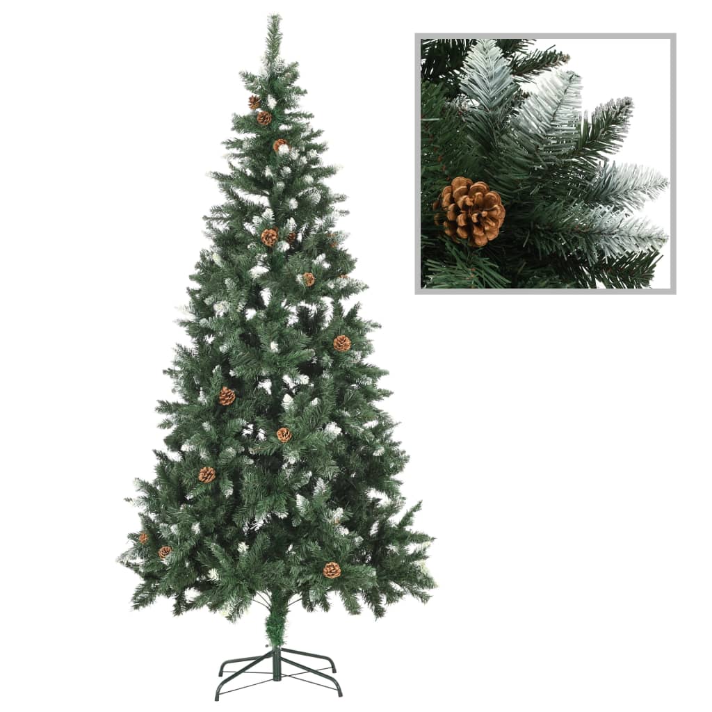 vidaXL Árvore de Natal artificial com pinhas 180 cm verde