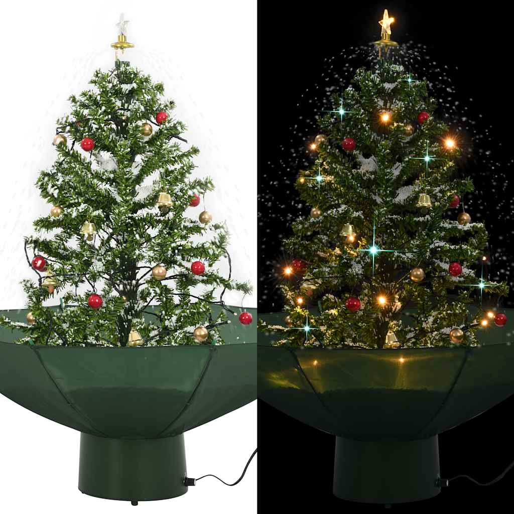 vidaXL Árvore de Natal com neve base formato guarda-chuva 75 cm verde