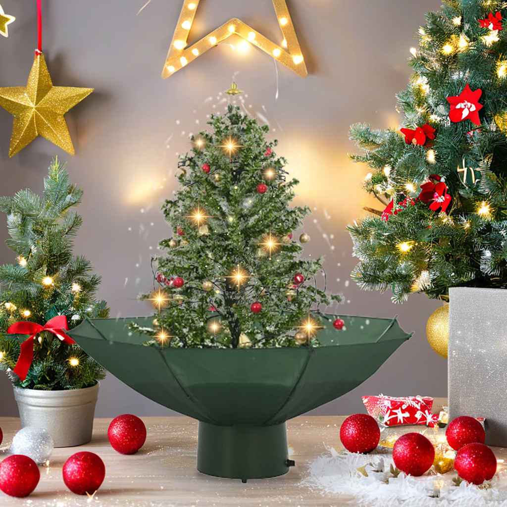 vidaXL Árvore de Natal com neve base formato guarda-chuva 75 cm verde
