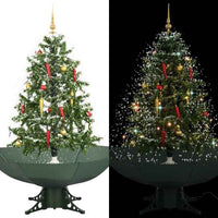 vidaXL Árvore de Natal com neve base formato guarda-chuva 75 cm verde