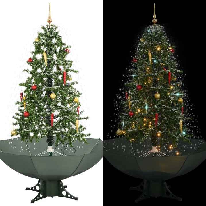 vidaXL Árvore de Natal com neve base formato guarda-chuva 75 cm verde