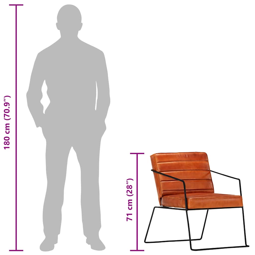 vidaXL Poltrona de couro genuíno cor bronze