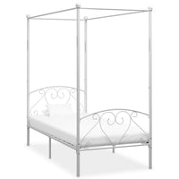 vidaXL Estrutura de cama com dossel metal branco 90x200 cm