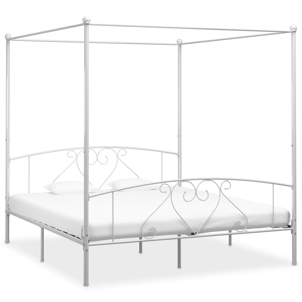 vidaXL Estrutura de cama com dossel metal branco 90x200 cm