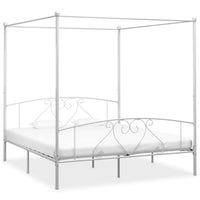 vidaXL Estrutura de cama com dossel metal branco 90x200 cm