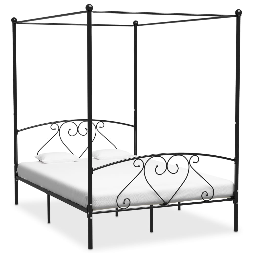 vidaXL Estrutura de cama com dossel metal branco 90x200 cm