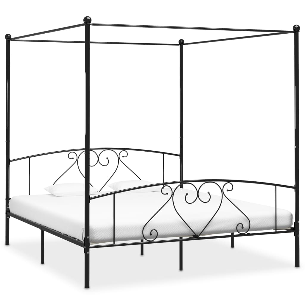 vidaXL Estrutura de cama com dossel metal branco 90x200 cm