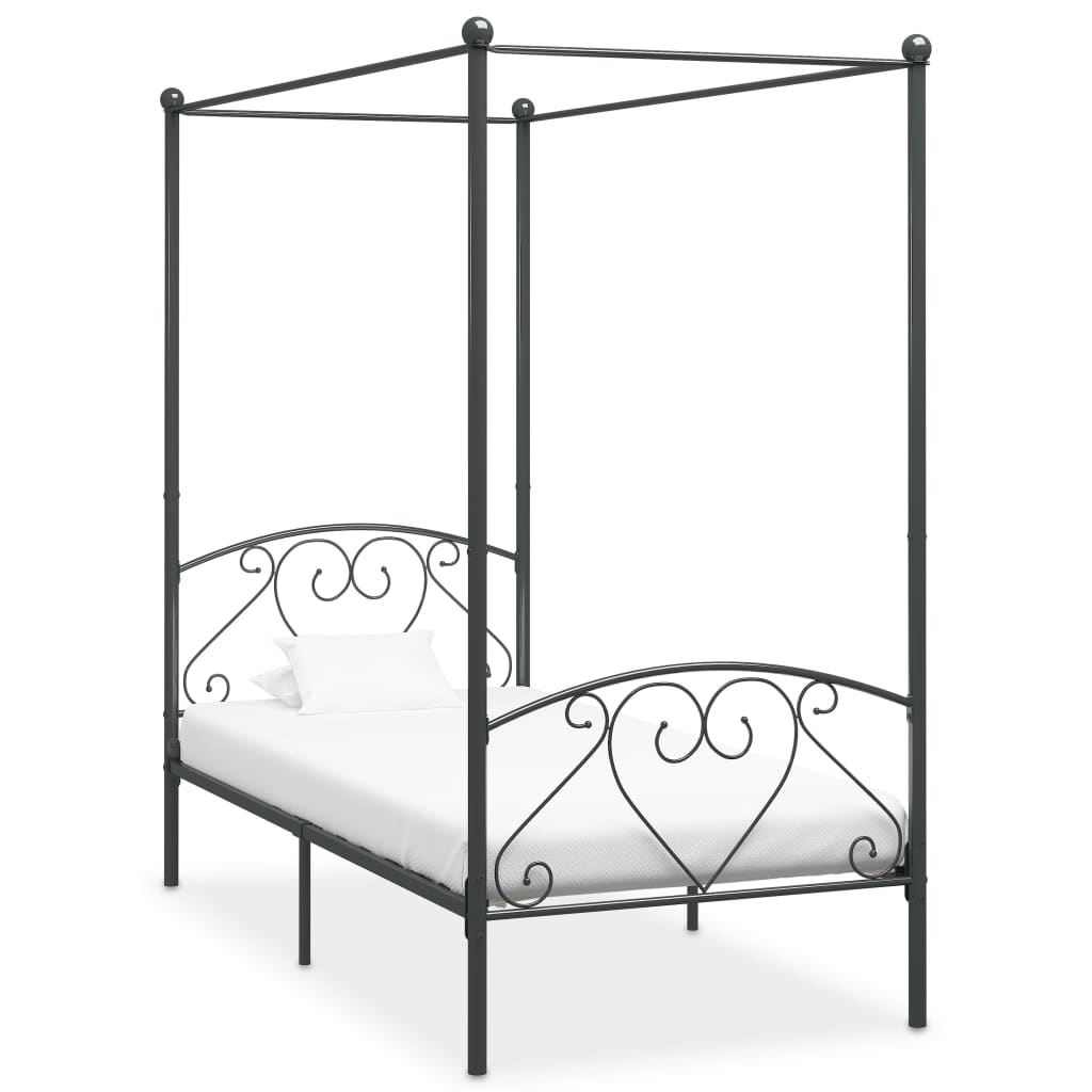 vidaXL Estrutura de cama com dossel metal branco 90x200 cm