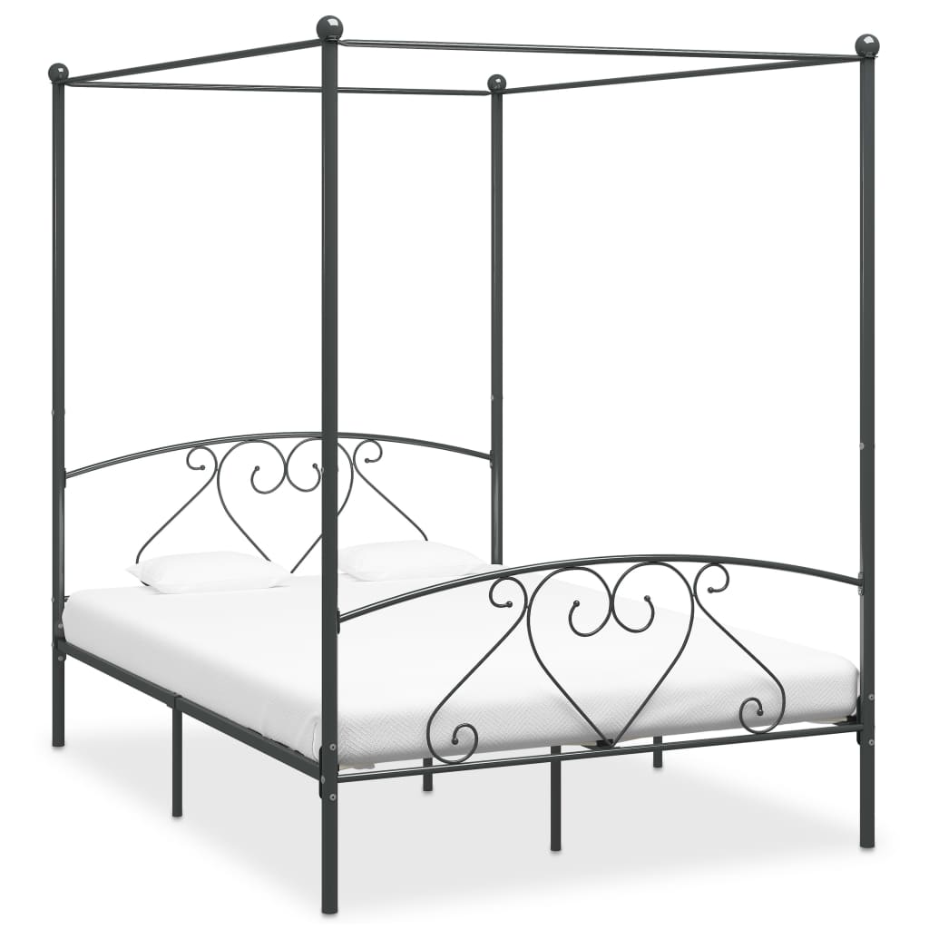 vidaXL Estrutura de cama com dossel metal branco 90x200 cm