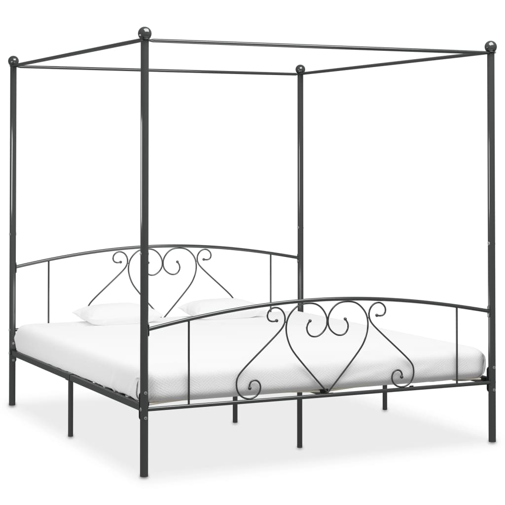 vidaXL Estrutura de cama com dossel metal branco 90x200 cm