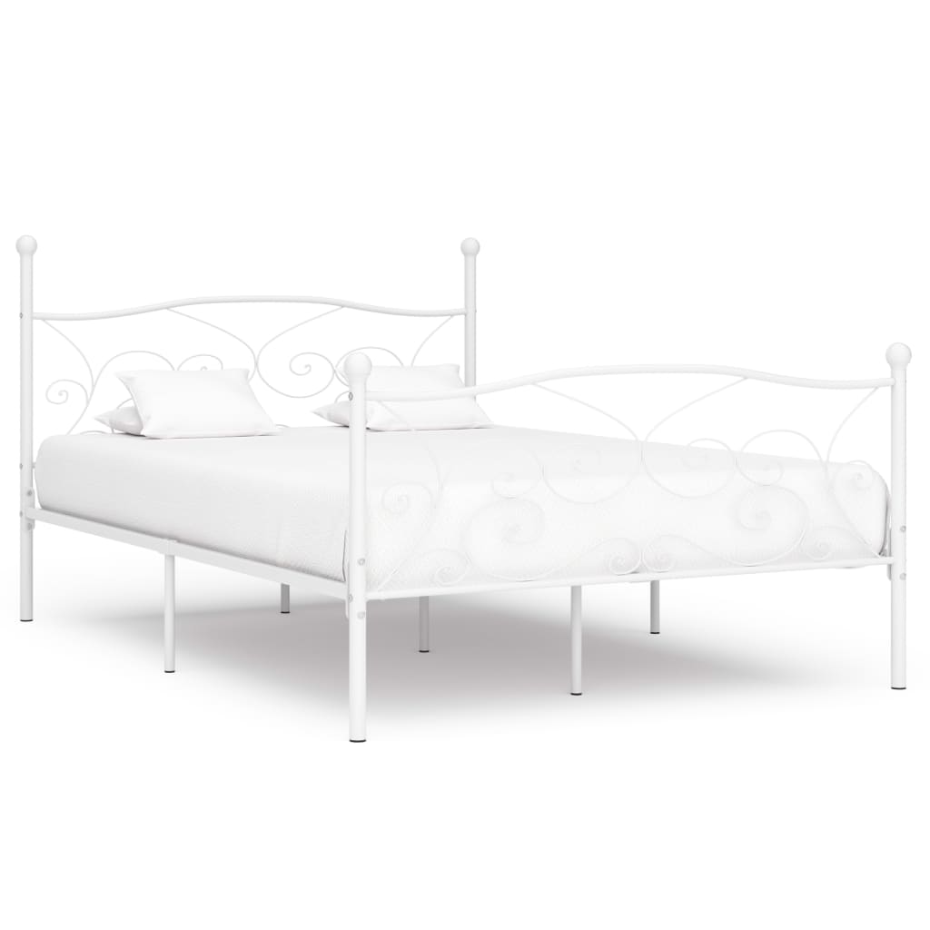 vidaXL Estrutura de cama com estrado de ripas 90x200 cm metal branco