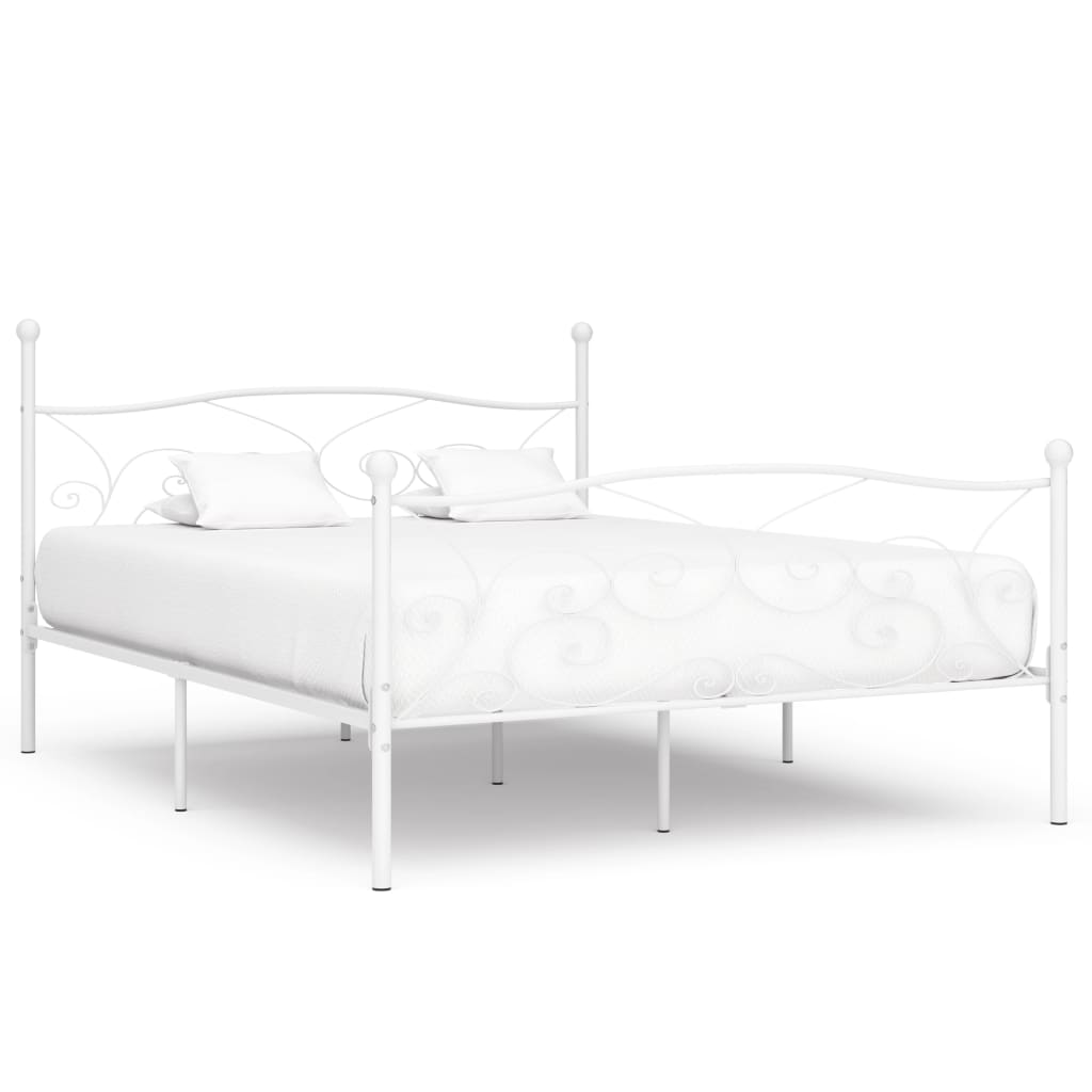 vidaXL Estrutura de cama com estrado de ripas 90x200 cm metal branco