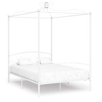 vidaXL Estrutura de cama com dossel metal branco 90x200 cm