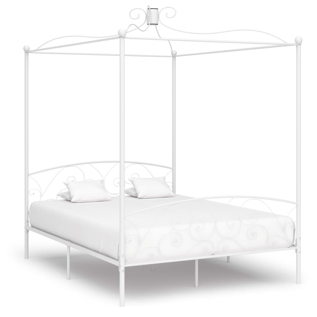 vidaXL Estrutura de cama com dossel metal branco 90x200 cm