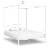 vidaXL Estrutura de cama com dossel metal branco 90x200 cm
