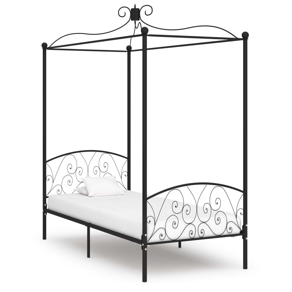 vidaXL Estrutura de cama com dossel metal branco 90x200 cm