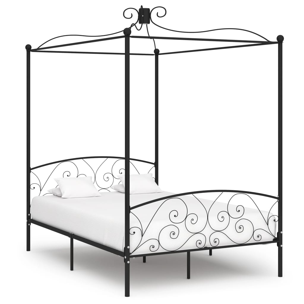 vidaXL Estrutura de cama com dossel metal branco 90x200 cm