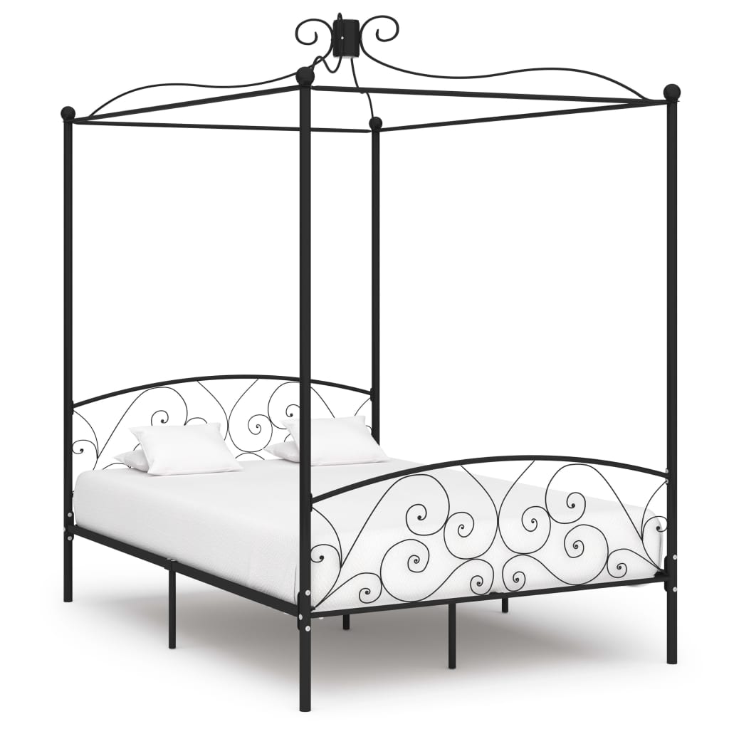 vidaXL Estrutura de cama com dossel metal branco 90x200 cm