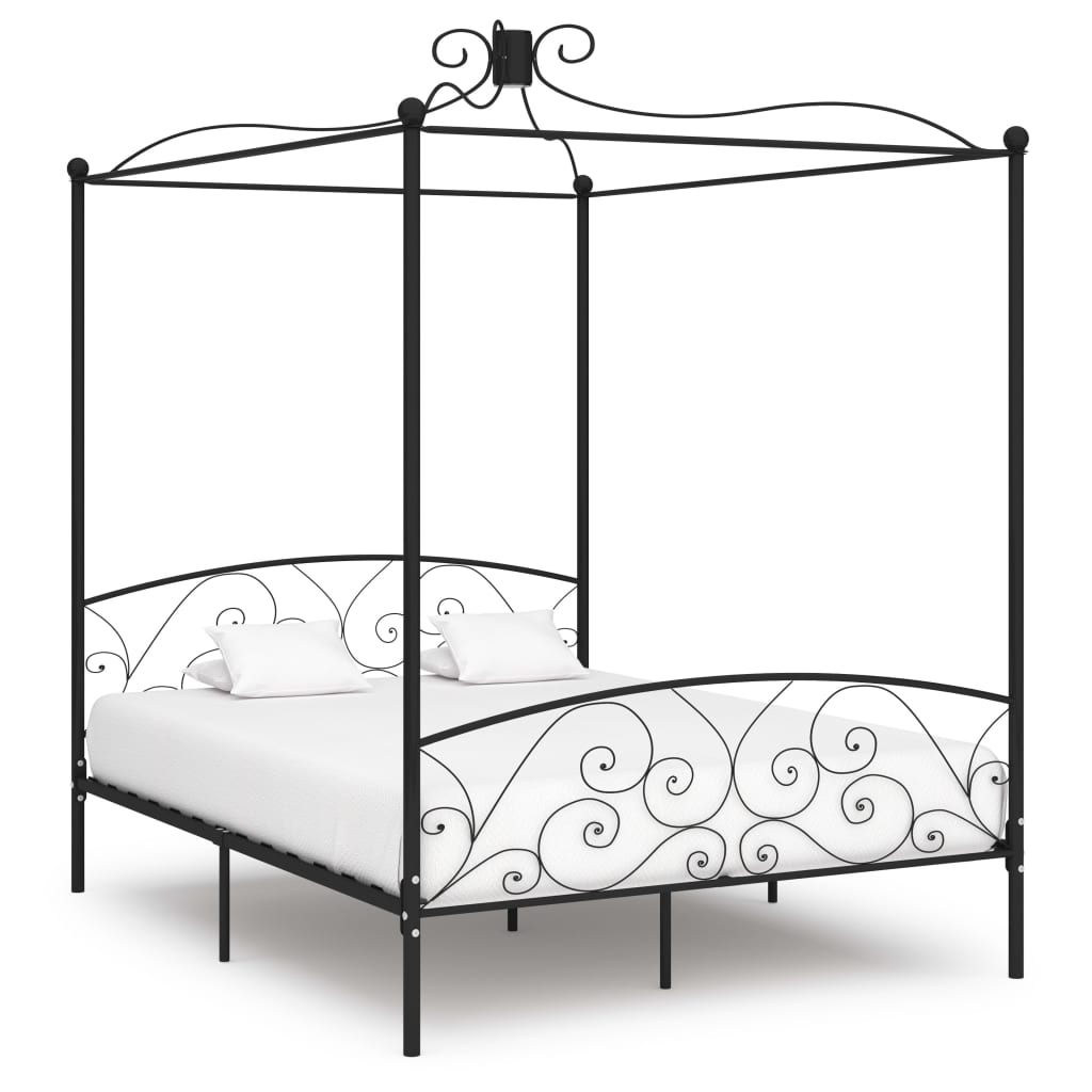 vidaXL Estrutura de cama com dossel metal branco 90x200 cm
