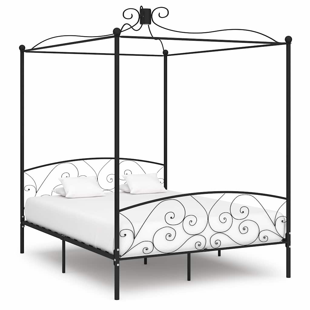 vidaXL Estrutura de cama com dossel metal branco 90x200 cm